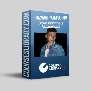 Razvan Paraschiv - Grow Channels Accelerator course cover showing digital growth strategies for content creators, with icons of YouTube, Instagram, and TikTok.