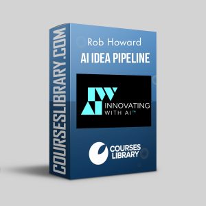 Rob Howard – AI Idea Pipeline course cover showcasing AI-driven content creation tools, idea generation flowcharts, and productivity systems for entrepreneurs and creators.