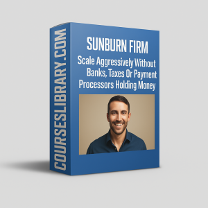 Logo and promotional graphic for Sunburn Firm – Scale Aggressively Without Banks, Taxes Or Payment Processors Holding Money, showcasing a bold, modern design symbolizing financial freedom, decentralization, and rapid business growth without traditional financial barriers.