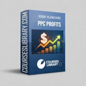 Robby Blanchard PPC Profits course box mockup for Google Ads training, paid traffic strategies, and high converting PPC campaigns