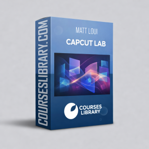 Matt Loui CapCut Lab course showing CapCut video editing interface, viral short-form video creation, captions, transitions, and social media growth strategies.